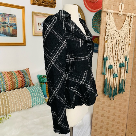 Nanette Lepore Plaid Peplum Blazer - Picture 2 of 16